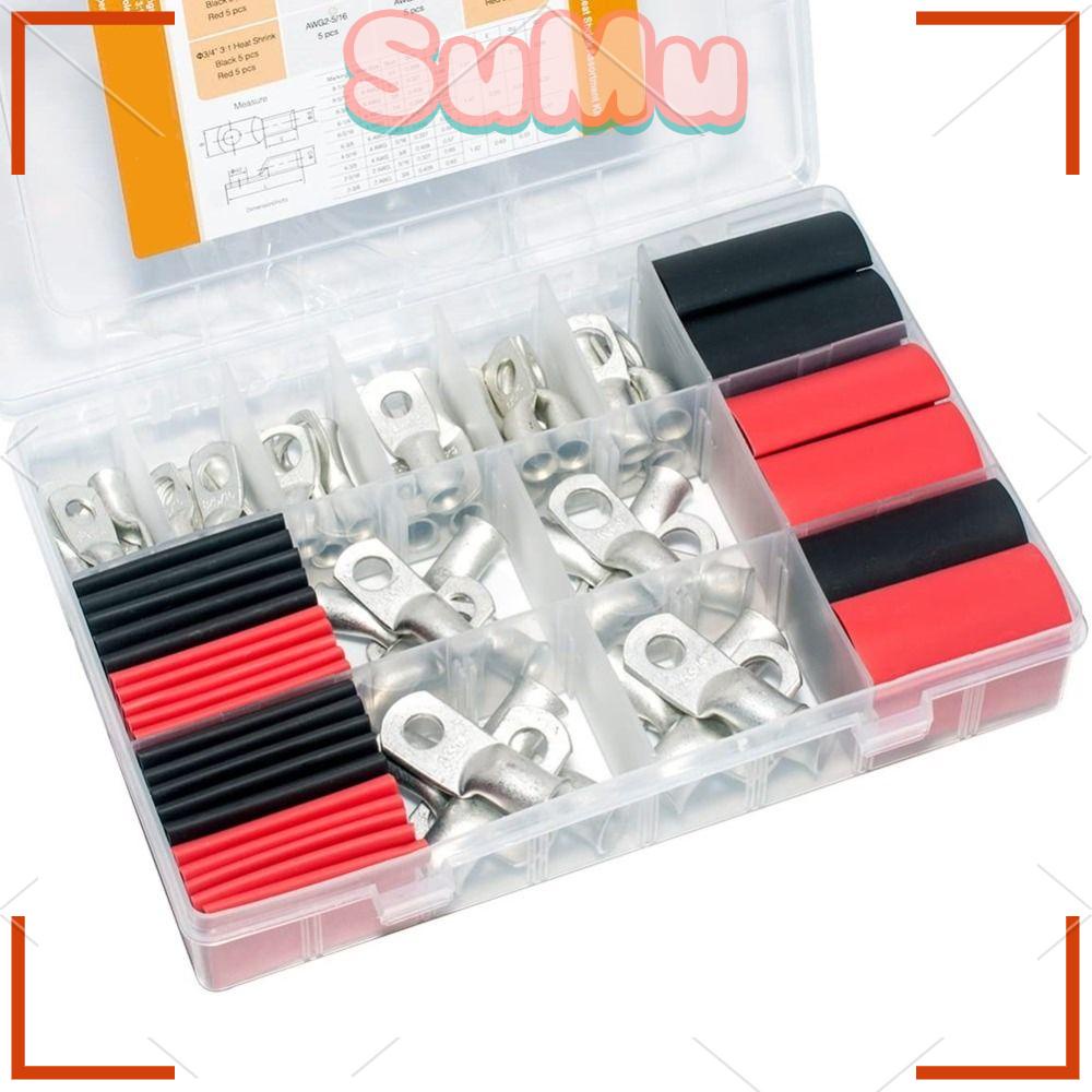 SUMU 100PCS Battery Terminal Crimp Connectors, AWG 8 6 4 2 Tinned Copper Copper Wire Lugs, with