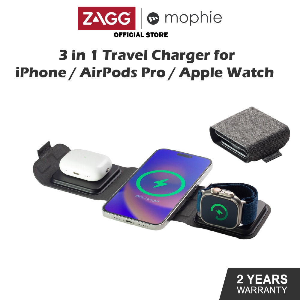 Mophie 3-in-1 Travel Charger for Airpods , Apple Watch and iPhone | 2 Years  Warranty | Shopee Singapore