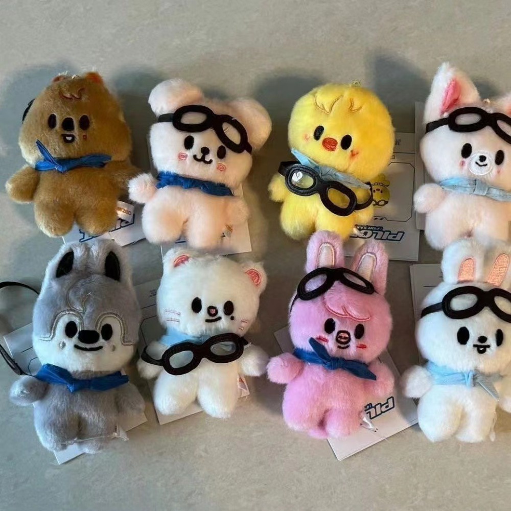Kpop Stray Kids Pilot Doll FM Plush Key Ring Wolf Chan Bbokari