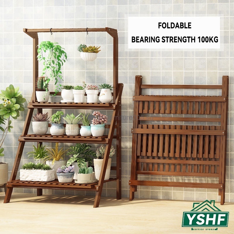 Multi Layer Solid Wood Plant Rack Outdoor Balcony Flower Pot Rack Pots ...