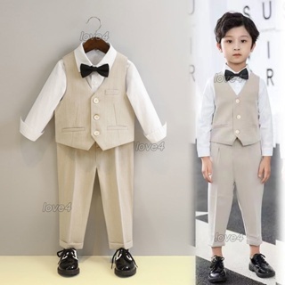 4PCS Kids Baby Boy Gentleman Outfit Set T-shirt Waistcoat Pants Wedding  Party Clothes