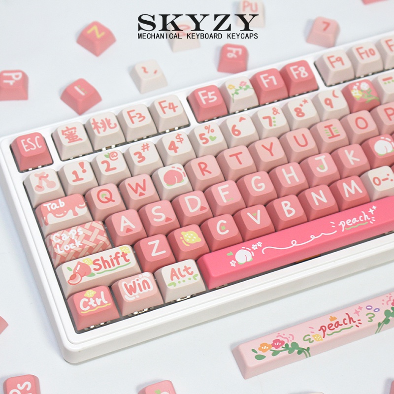 Honey Peach Keycaps XDA/Cherry Profile Cute Pink PBT Dye Sub Mechanical