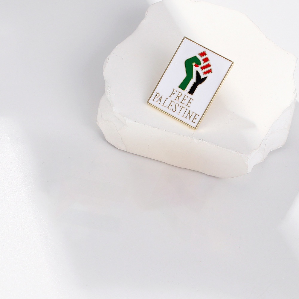 Pack of 10 Palestine Waving Flag Lapel Pins - Silver-Toned Enamel Badges