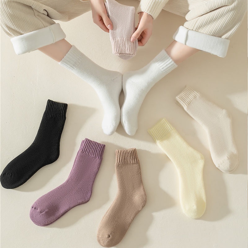 Women Winter Warm Wool Socks Cozy Thermal Thick Fleece Socks Gifts for