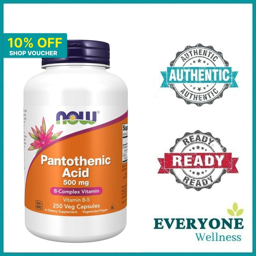 [Local Delivery] Now Foods, Pantothenic Acid (Vitamin B5) 500 mg, Vitamin, 100 / 250