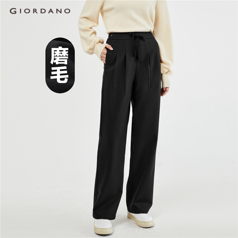 GIORDANO WOMEN Half elastic waist wide leg pleated pants 05413670