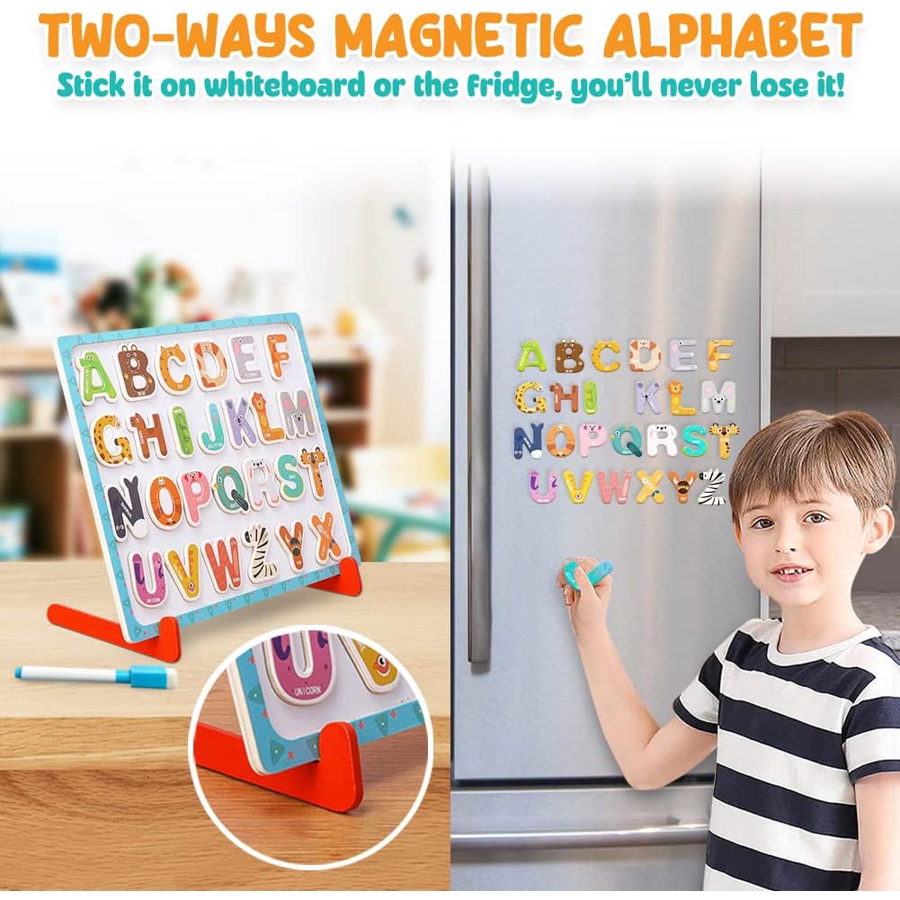 Magnetic Letter Cute Animal Wooden Letter Magnet Suitable for ...