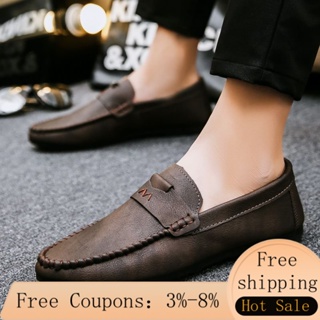 Large size 48 four-season British style men's shoes one foot loafers Korean  version beanie shoes men's casual leather shoes men
