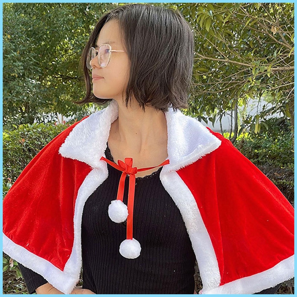 Red Christmas Cape for Girls Santa Claus Cape Party Costume Cloak Cape