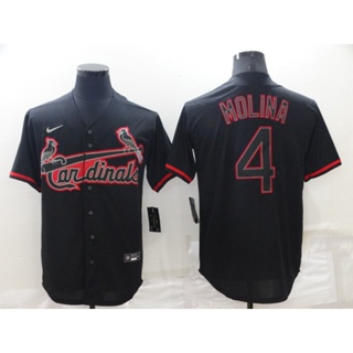 Men's St. Louis Cardinals #4 Yadier Molina Authentic Black Fashion Baseball  Jersey