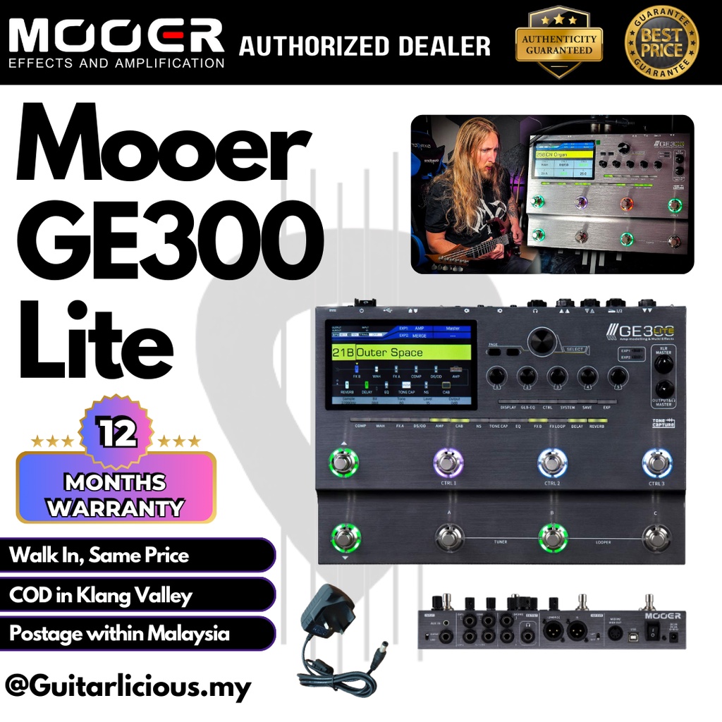 Mooer GE300 Lite Multi Effects Processor Pedal Effects ( GE 300 / GE300 ) Shopee Singapore