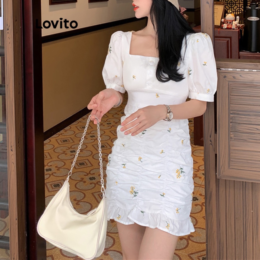 Casual white dress 2025 with sleeves