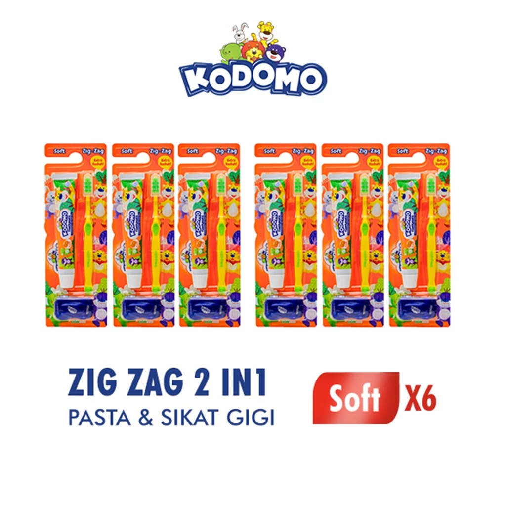 Kodomo Sikat Gigi Zigzag 2 In 1 x6