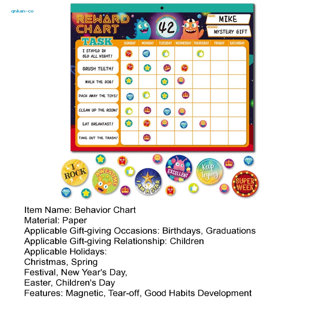 qnkan Good Habits Reward Chart Kids Behavior Reward Chart Motivational ...