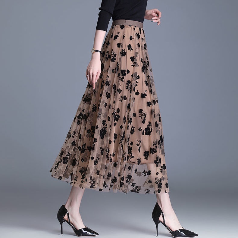 Women Floral A line Skirt Large Swing Mesh Skirt Fairy Skirt Fluffy Skirts Shopee Singapore