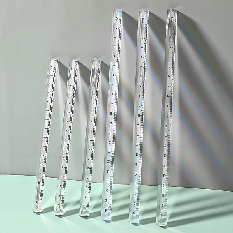 15/20CM Transparent Acrylic Ruler Triangular Scale Ruler Drawing Ruler ...