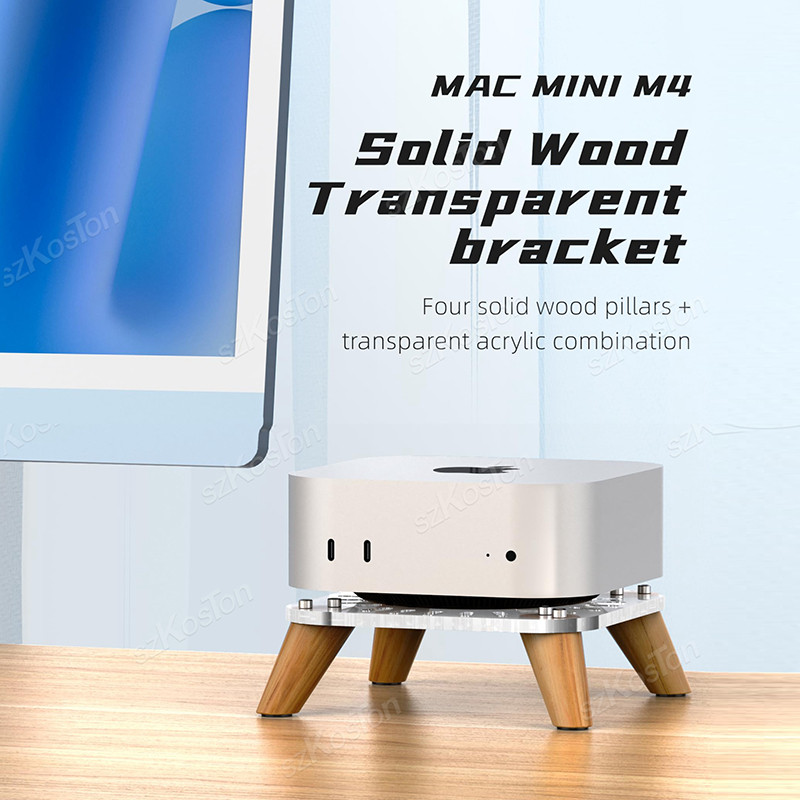 【kenouyo】Desktop Computer Wooden Transparent Stand for 2024 Mac Mini M4 ...