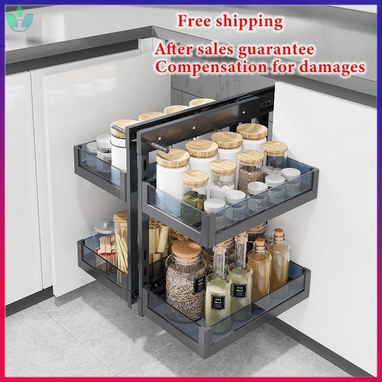 Stainless steel Kitchen cabinet rotating full pull out corner small ...