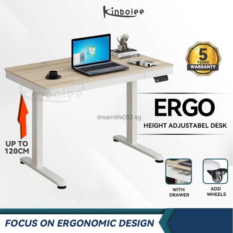 Kinbolee Electric Standing Desk 80cm Height Adjustable Table Computer Table with Drawer Study