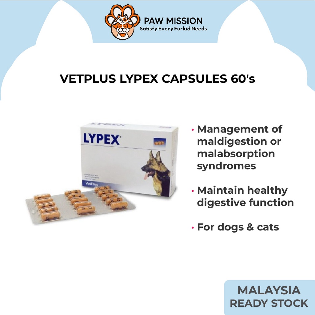 VetPlus LYPEX 60 Capsules Pancreatic Supplement For Maldigestion