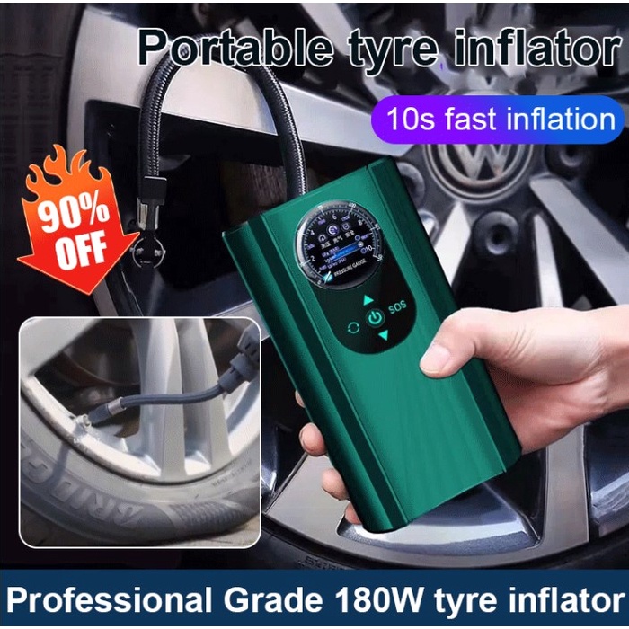 [10s Fast Inflation] Handheld Car Air Pump Portable Tyre Inflator Noise