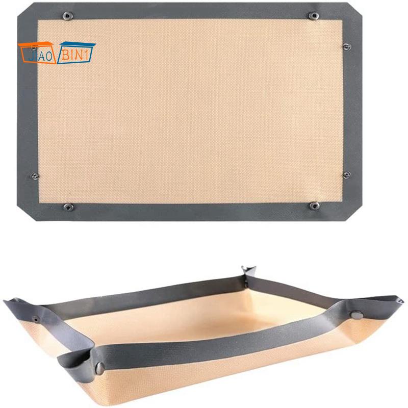 2PC Silicone Fiber Baking Mat with Buckle, No Leak & Non Stick, Corners ...