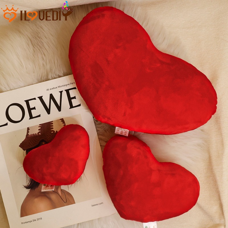 Sofa Car Seat Back Cushion Red Love Heart Plush Pillow Soft
