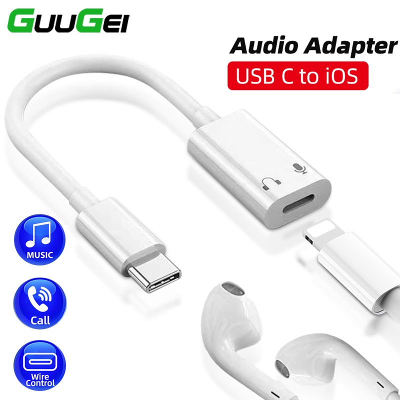 Guugei USB C to iOS Earphone Audio Adapter Cable Type C to iOS Charging ...