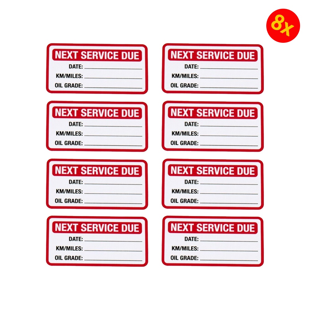 Pack Of 8 100mmx45mm Next Service Stickers Car Van Truck Garage Oil Change Reminder I.601727532