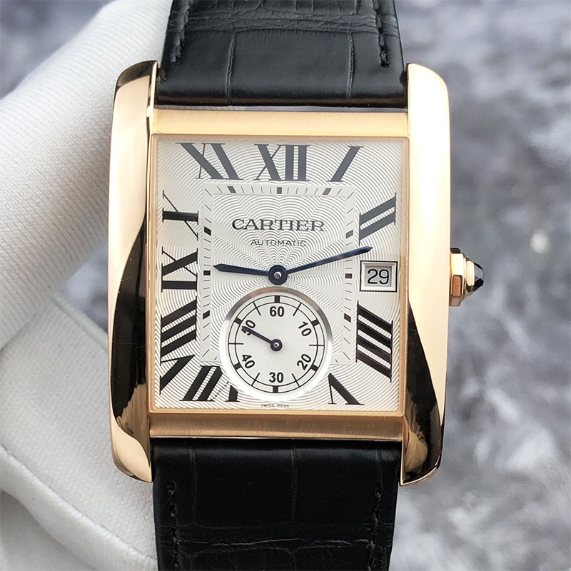 Cartier men's stainless hot sale steel tank watch