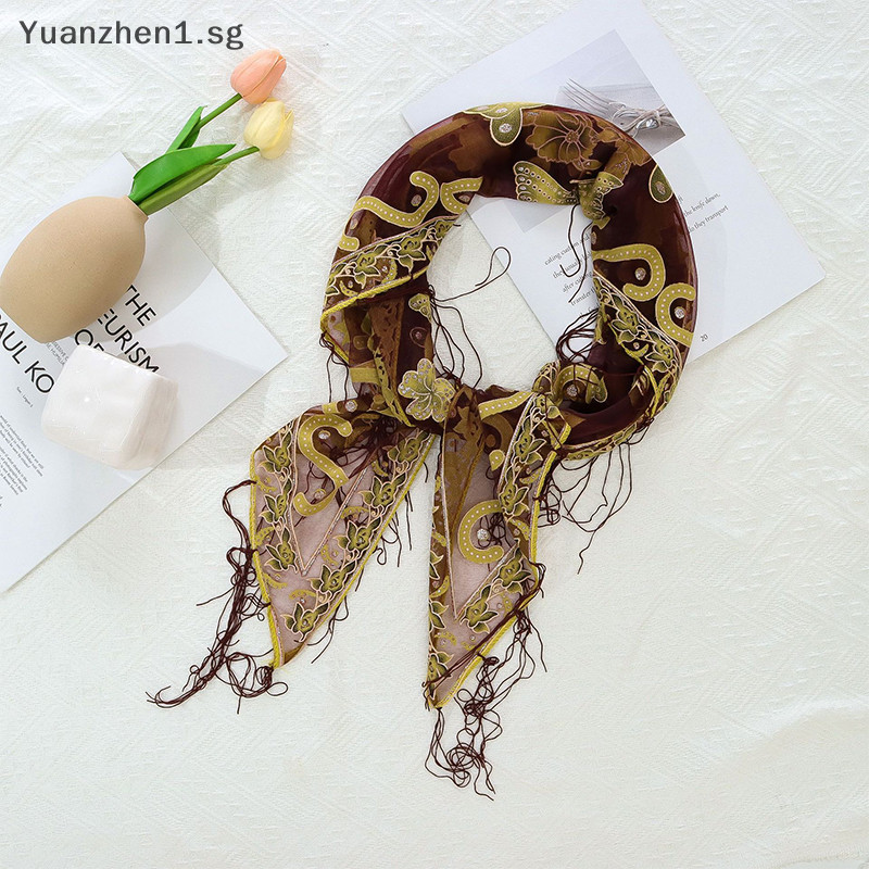 ZHEN Elegant Big Butterfly Embroidery Scarf Women sel Triangle Wrap And Shawls Summer Beach
