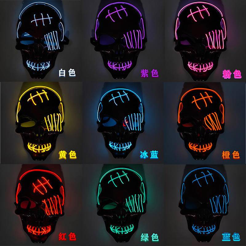 Halloween Mask LED Ghost Head Topeng Joker LED Mask Cosplay Mask