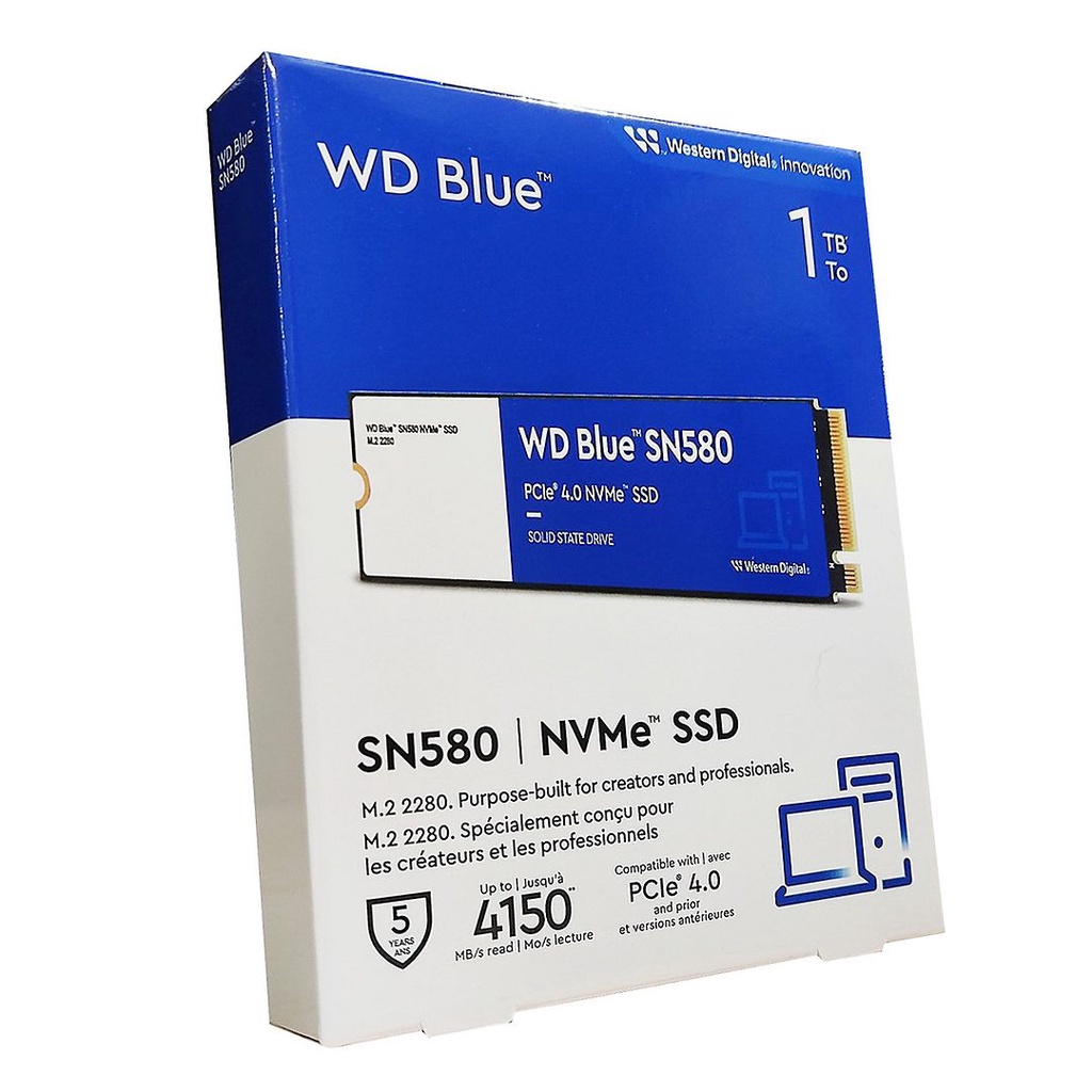 Western Digital 1TB WD Blue SN580 PCIe 4.0 NVMe M.2 SSD (4150MB/s