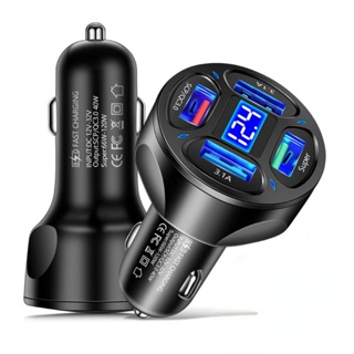 66W Car Charger LED Digital Display 4USB Supports Fast Charging  Multifunctional Voltage Detection Auto Charger Adapter JP