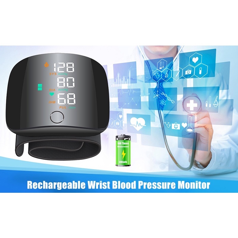 Rechargeable Wrist Blood Pressure Monitor High BP Blood Pressure