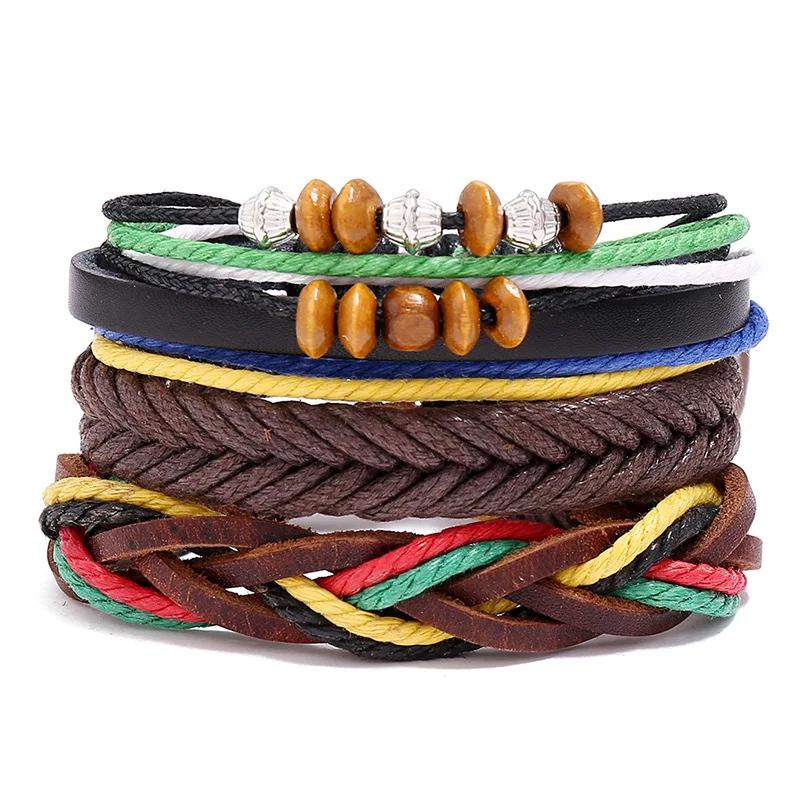 Mixmax 30pcs Leather Bracelet Women' Men Multilayer Cuff Retro