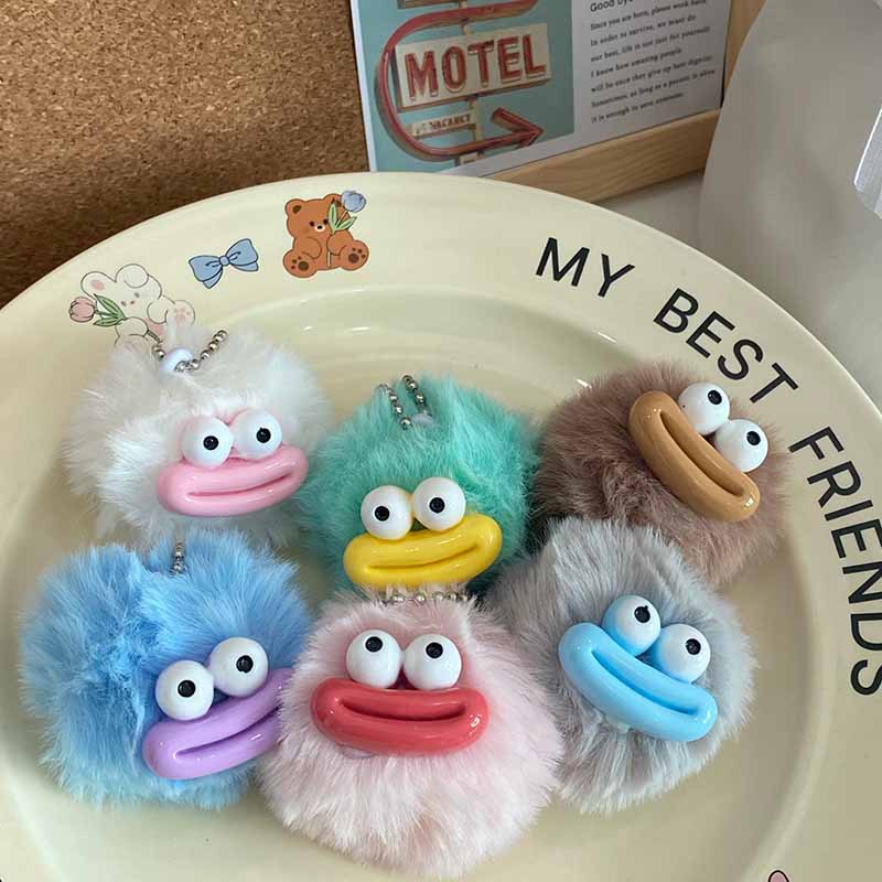 Cute Sausage Mouth Hair Ball Pendant Fun Keychain Funny Backpack ...