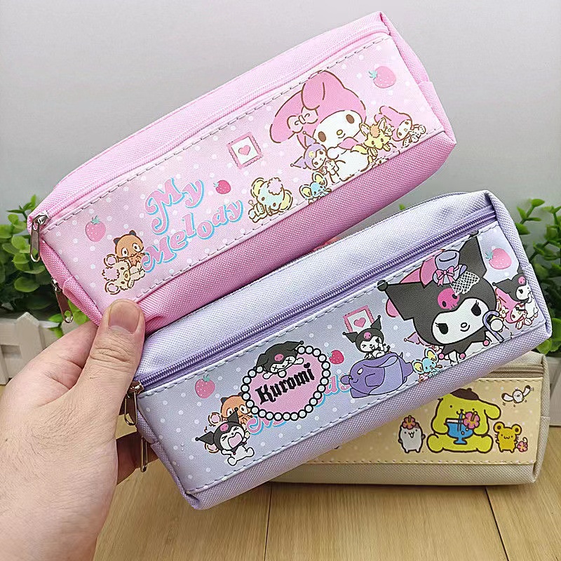 Sanrio Pencil Case Kuromi PomPom PU Zipper Pencil Pouch Melody ...