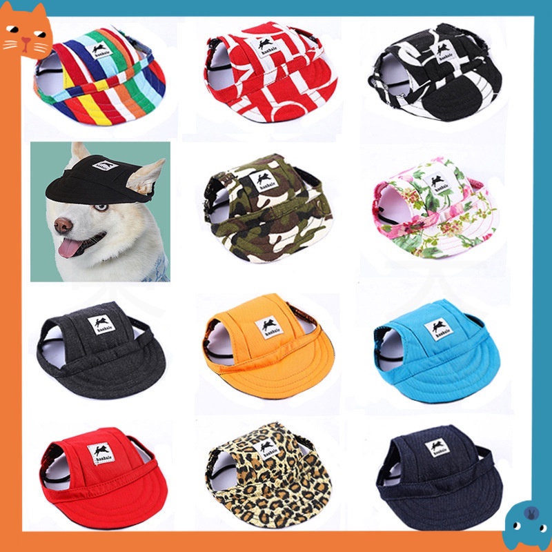 12 Styles Summer Dog Hat with Ear Holes Canvas Pet Baseball Cap