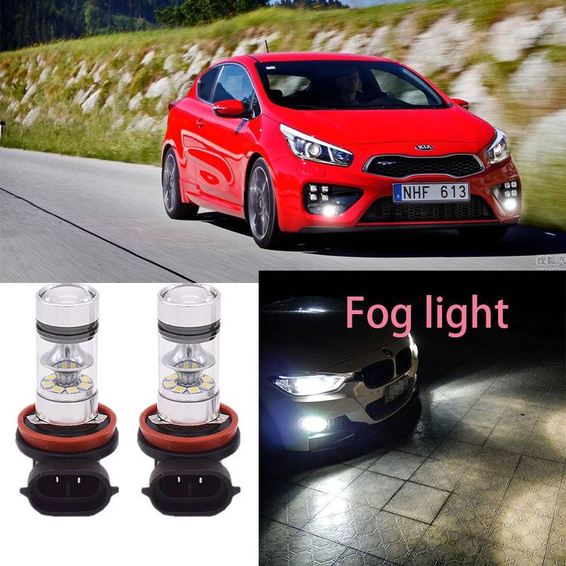 2PCS Fog light H11 6000K White Projector LED 12V bulbs For KIA PRO CEED