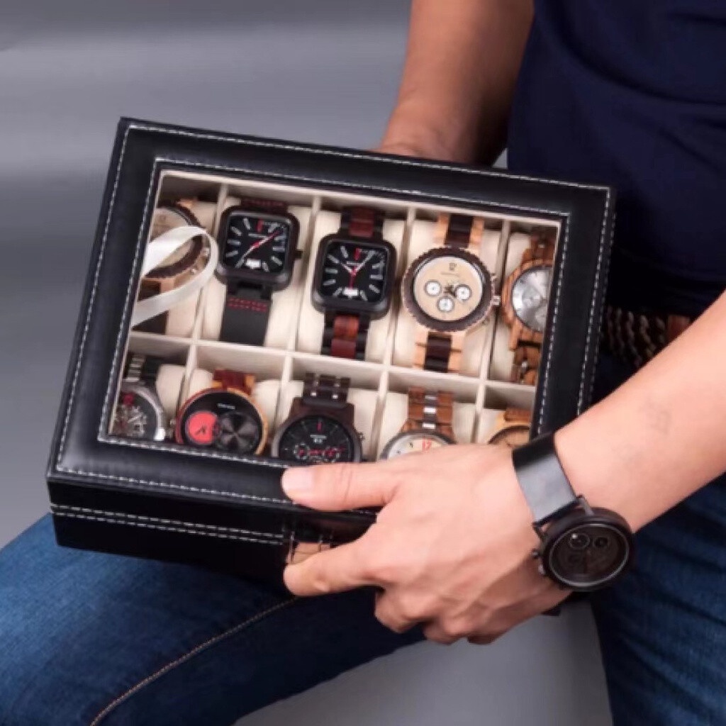 Watch Box Wrist Watches Storage Box Display Storage Organizer Leather ...
