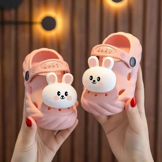 Baby Summer 3d Rabbit Bear Boys Girl's Sandals Kids Cartoon Pvc Non Slip Sandals  Children Soft Bottom Hook Loop Kids Beach Shoes