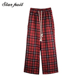 Red and white plaid on sale pants