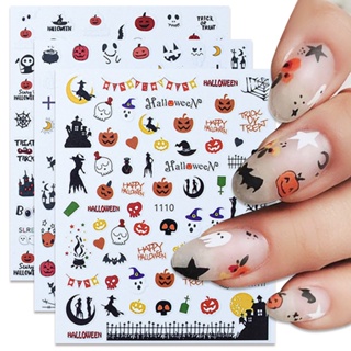 Halloween Christmas 3D Nail Stickers Spooky Skull Pumpkin Nail Art