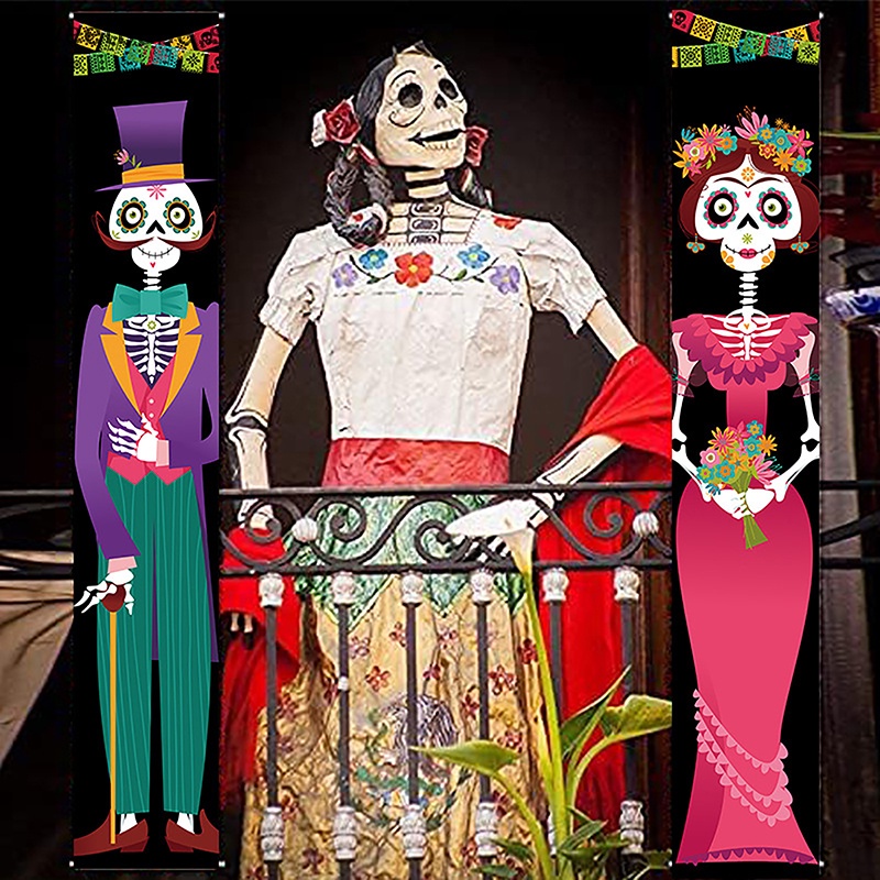Sweetbabe Mexican Day Of The Dead Party Porch Sign Halloween Hanging