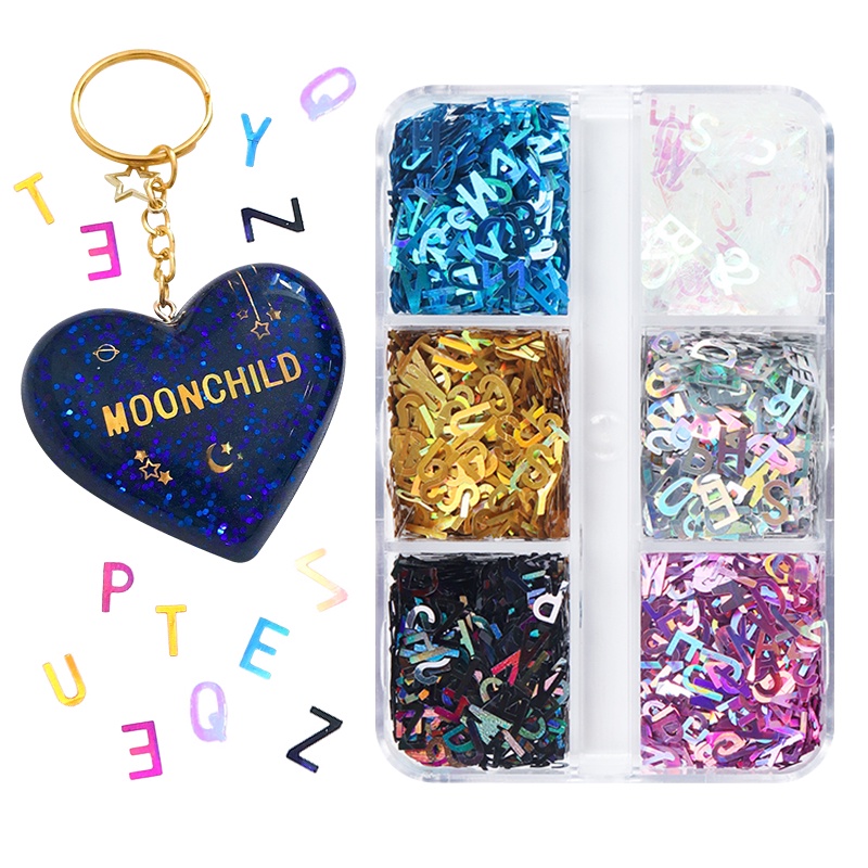 OLYCRAFT Glitzer-Set Für Nageldesign & Harz-Projekte – 140g Mit Pailletten, Alphabet & Perlen