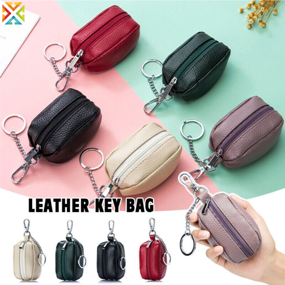 Women's Genuine Leather Key Bag Clutch Soft Leather Key Bag Coin Purse