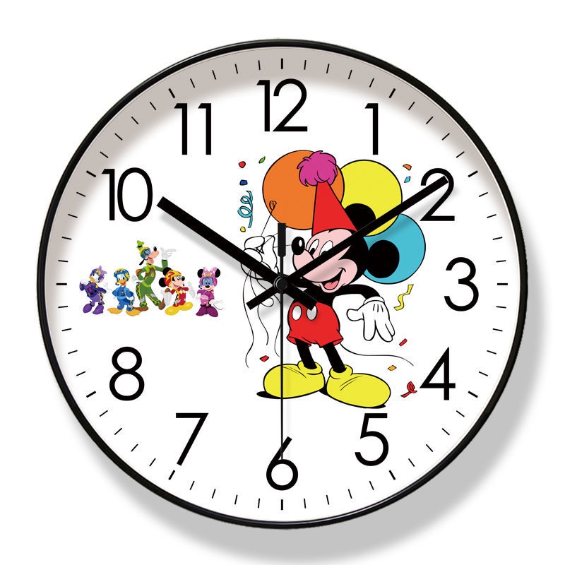 Mickey Mute Living Room Wall Clock Cartoon Early Education Household ...