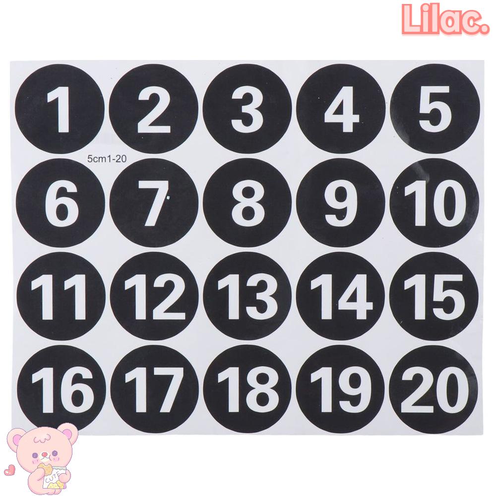 LILAC Black/Blue Background 1-20 Round Number Stickers, Portable ...