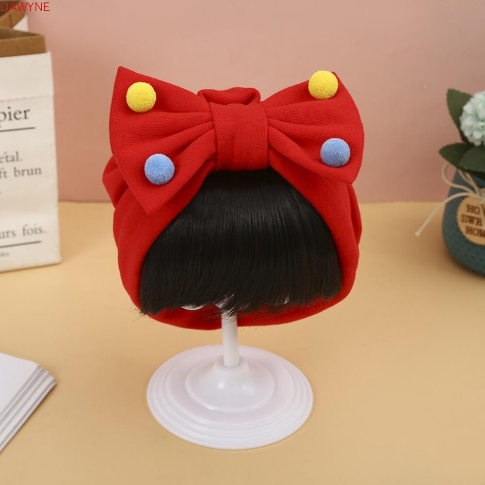 DWAYNE Bowknot Baby Wig Hat, Headbands Headwear Fake Bangs Hat Newborn